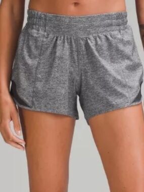 Lululemon Hotty Hot Short ll Long 4”Heather Charcoal Gray Running Shorts Size 6